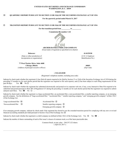 Miniature Archer Daniels Midland (ADM)
 Rapport trimestriel 2017-q1