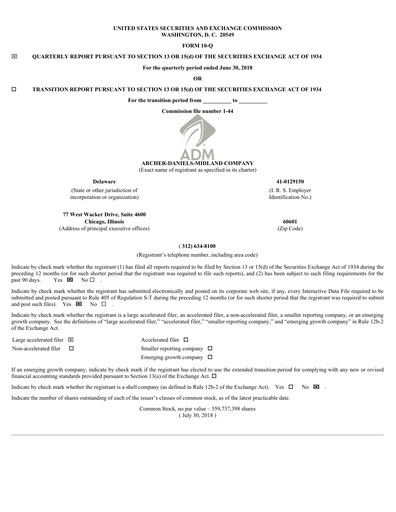 Miniature Archer Daniels Midland (ADM)
 Rapport trimestriel 2018-q2