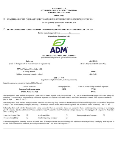 Miniature Archer Daniels Midland (ADM)
 Rapport trimestriel 2020-q1