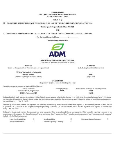 Miniature Archer Daniels Midland (ADM)
 Rapport trimestriel 2022-q2