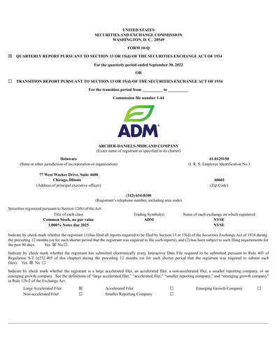 Miniature Archer Daniels Midland (ADM)
 Rapport trimestriel 2022-q3