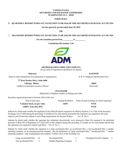 Miniature Archer Daniels Midland (ADM)
 Rapport trimestriel 2023-q2