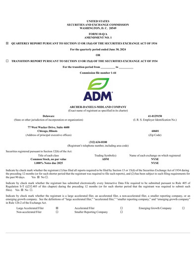 Miniature Archer Daniels Midland (ADM)
 Rapport trimestriel 2024-q2