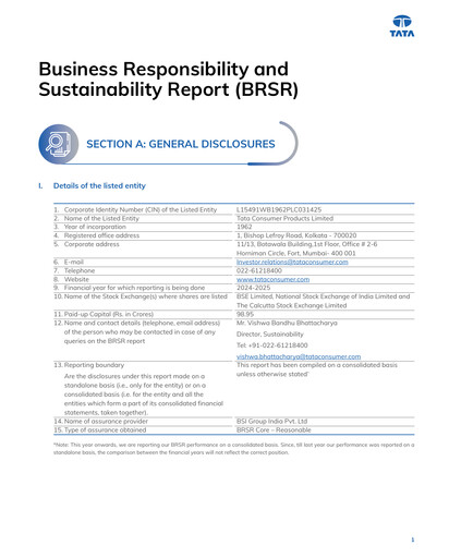 Thumbnail Tata Consumer Products
 ESG Report 2024-2025