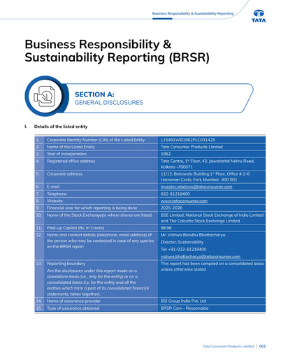 Thumbnail Tata Consumer Products
 ESG Report 2025-2026