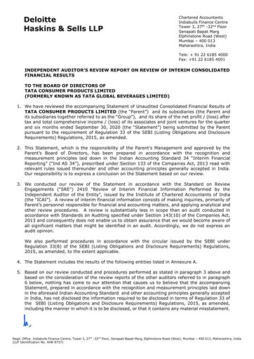 Thumbnail Tata Consumer Products
 Quarterly Report 2020-q2