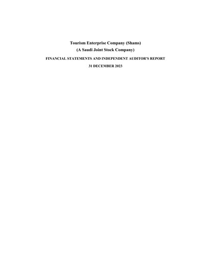 Thumbnail The Tourism Enterprise company (SHAMS) Financial Statement 2023