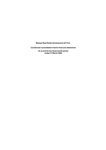 Vorschaubild Mazaya Real Estate Development Q.P.S.C. Quartalsbericht 2026-q1
