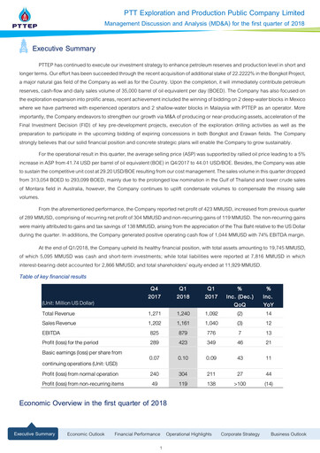 Thumbnail PTT Exploration and Production Quarterly Report 2018-q1