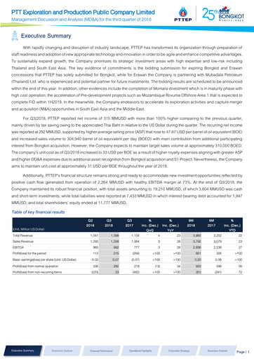 Thumbnail PTT Exploration and Production Quarterly Report 2018-q3
