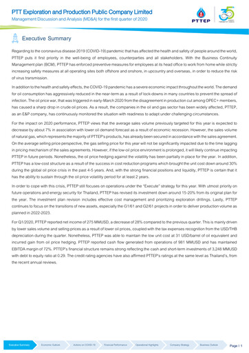 Thumbnail PTT Exploration and Production Quarterly Report 2020-q1