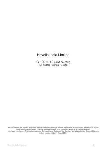 Thumbnail Havells India Quarterly Report 2011-q1