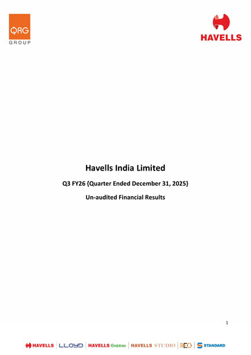 Thumbnail Havells India Quarterly Report 2025-q3