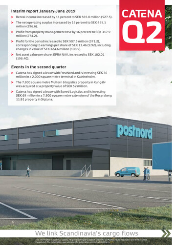 Miniature Catena AB Rapport semestriel 2019