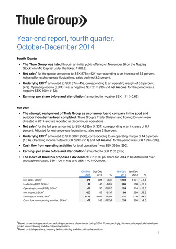 Thumbnail Thule Group AB Quarterly Report 2014-q4