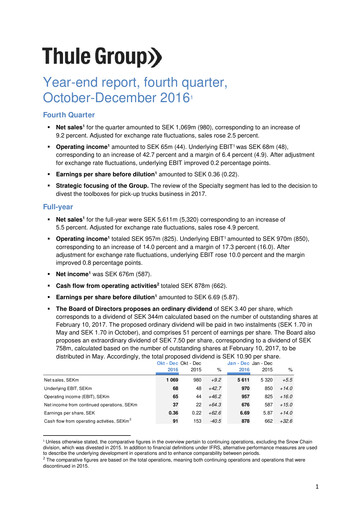 Thumbnail Thule Group AB Quarterly Report 2016-q4