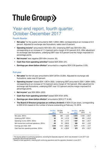 Thumbnail Thule Group AB Quarterly Report 2017-q4