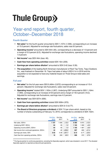 Thumbnail Thule Group AB Quarterly Report 2018-q4