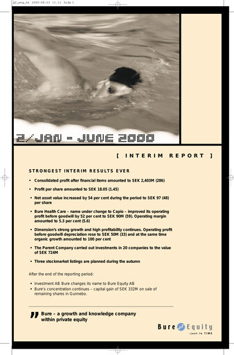 Thumbnail Bure Equity AB Half-year Report 2000-h1