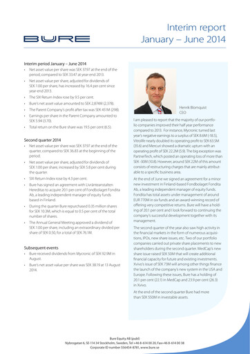 Thumbnail Bure Equity AB Half-year Report 2014-h1