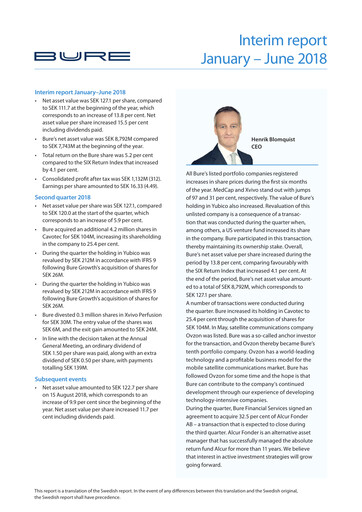 Thumbnail Bure Equity AB Half-year Report 2018-h1