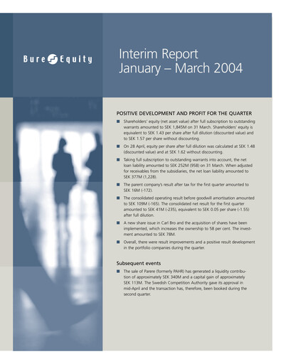 Thumbnail Bure Equity AB Quarterly Report 2004-q1
