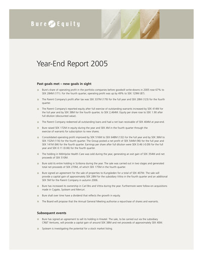 Thumbnail Bure Equity AB Quarterly Report 2005-q4