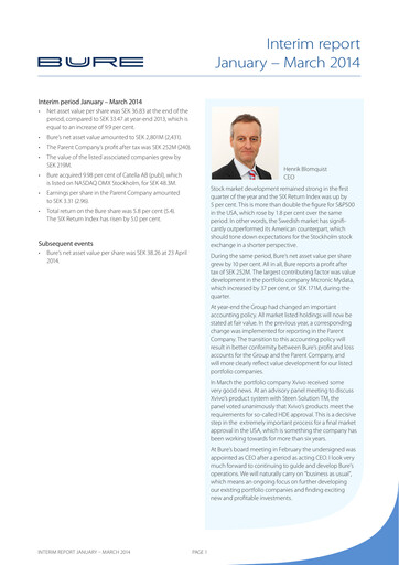 Thumbnail Bure Equity AB Quarterly Report 2014-q1