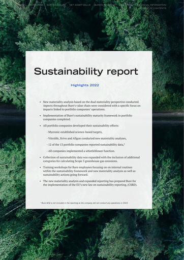 Thumbnail Bure Equity AB Sustainability Report 2022