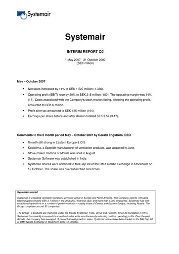 Thumbnail Systemair AB Quarterly Report 2007-q2