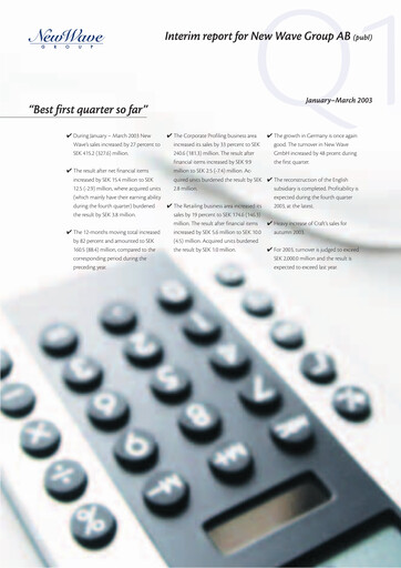 Thumbnail New Wave Group Quarterly Report 2003-q1