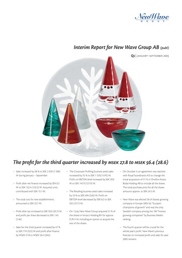 Thumbnail New Wave Group Quarterly Report 2005-q3
