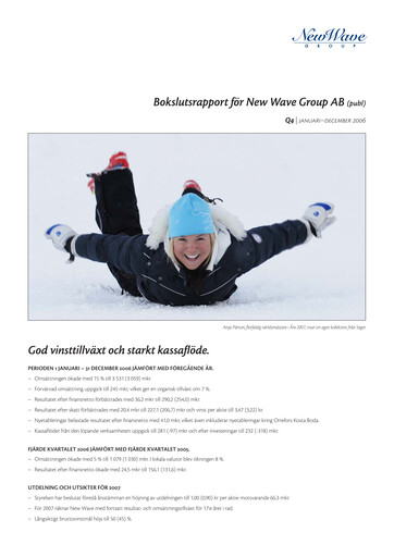 Miniature New Wave Group Rapport trimestriel 2006-q4