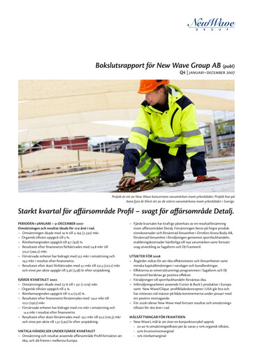 Miniature New Wave Group Rapport trimestriel 2007-q4