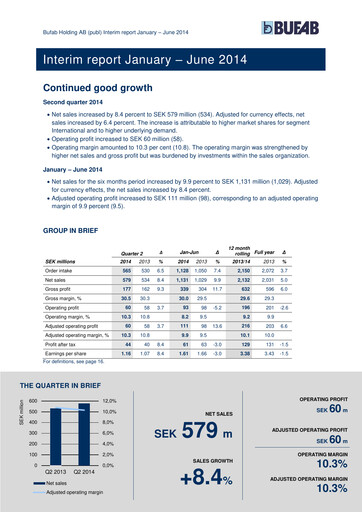 Thumbnail Bufab AB Half-year Report 2014-h1