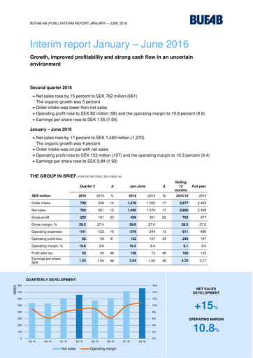 Thumbnail Bufab AB Half-year Report 2016-h1