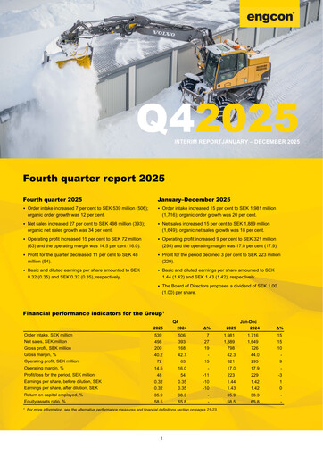 Thumbnail engcon AB Quarterly Report 2025-q4