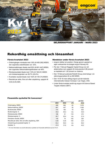 Thumbnail engcon AB Quarterly Report 2023-q1