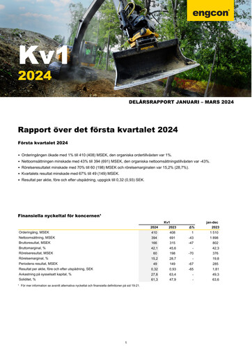 Thumbnail engcon AB Quarterly Report 2024-q1