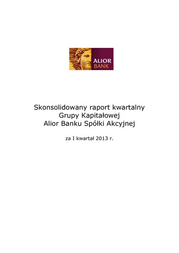 Thumbnail Alior Bank S.A. Quarterly Report 2013-q1