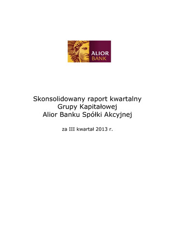 Thumbnail Alior Bank S.A. Quarterly Report 2013-q3