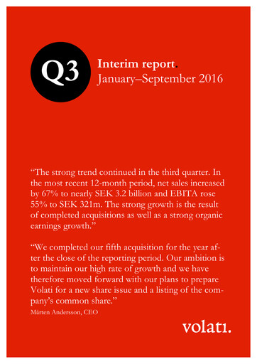 Thumbnail Volati AB Quarterly Report 2016-q3