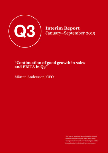 Thumbnail Volati AB Quarterly Report 2019-q3