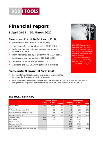 Thumbnail Bergman & Beving Financial Report 2011-2012