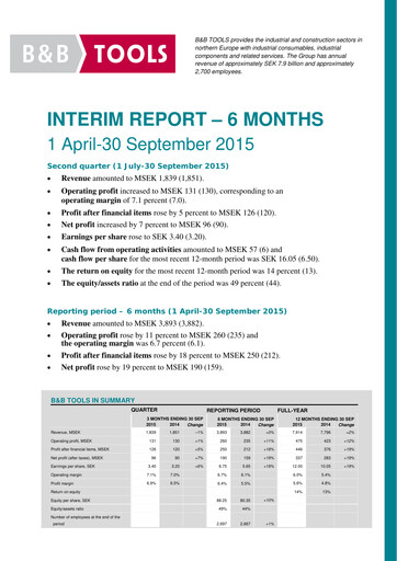 Thumbnail Bergman & Beving Half-year Report 2015-h1