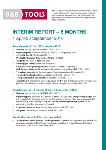 Thumbnail Bergman & Beving Half-year Report 2016-h1