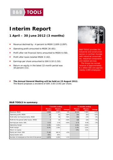 Thumbnail Bergman & Beving Quarterly Report 2012-q1