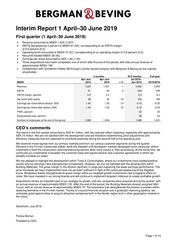 Thumbnail Bergman & Beving Quarterly Report 2019-q1
