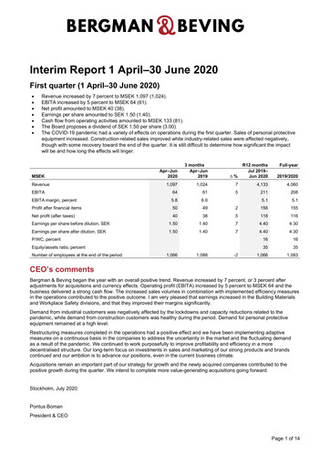 Thumbnail Bergman & Beving Quarterly Report 2020-q1