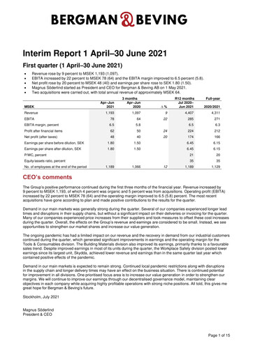 Thumbnail Bergman & Beving Quarterly Report 2021-q1